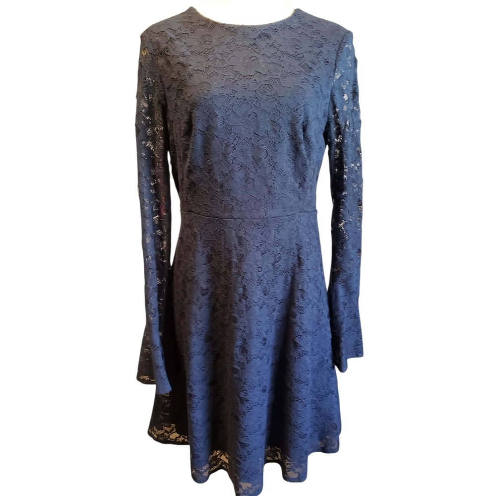 Betsey Johnson Dress Womens Lace Blue 10 Fit Flare Gala Ball Prom Lined Cocktail